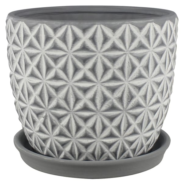 Trenspot Trendspot Tribeca 7.3 in. H X 8.3 in. W X 8.3 in. D X 8 in. D Ceramic Planter Charcoal CR01178S-08H2 - main